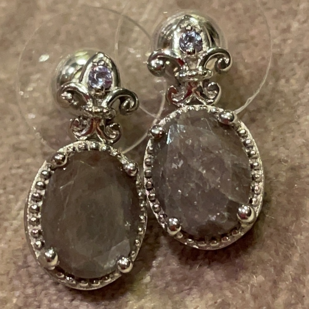 Sapphire & Tanzanite Sterling Silver Earrings